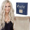 Fshine Invisible Fish Line Extensions Echthaar 35cm 70g Secret Draht Extensions Echthaar mit Clips Weißblond Haarverlängerun mit Draht Farbe 1000
