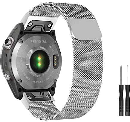 ZoRoll Armband QuickFit 20 mm Kompatibel mit Garmin Fenix 8 43mm/Fenix 7S, Mesh Metall Uhrenarmband Edelstahl Ersatzarmband Kompatibel mit Garmin Fenix 6S/Fenix 6S pro - Silber