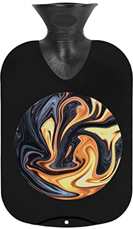Fashy Wärmflasche 2,0 L, glatt, mit Lava-Print, schwarz
