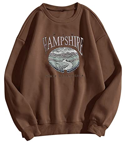 Cardigans Plumeau pour Femmes Transparents Sweat imprimé Quotidien pour Femme Pull Long Lettre imprimé col Rond Impression à Manches Longues Sweat à Capuche pour Femme Chemisier