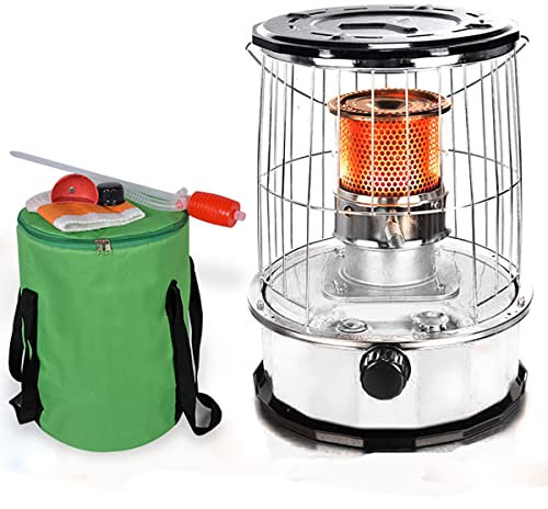 WZSON Poêle À Pétrole 6L, Chauffage D'appoint Petrole, Brûleur en Verre en Acier Inoxydable Chauffage À Huile pour Camping Intérieur Extérieur Terrasse