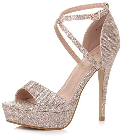 AJVANI Womens ladies platform high heel peep toe cross over strappy sandals shoes size