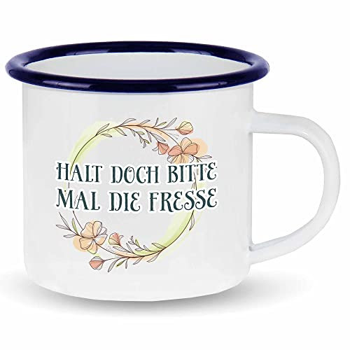 wowshirt Emallie Tasse Halt Bitte Mal Die Fresse Menschenhass Fluchen Statement Kollege Chef, Farbe:White - Navy