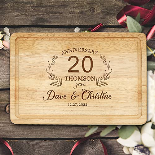 Personalised Chopping Board Cheese Board Oak Wooden Cutting Board Anniversary Wedding Gift Laser Chopping Board Custom Anniversary Home Decor Gift for Couples & Families(Design1)