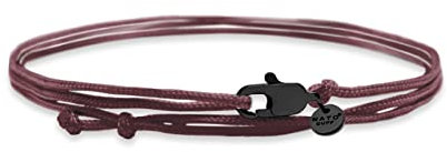 Nato Cuff - Doppelt gewickeltes Nylonarmband - handgefertigt in Frankreich - verstellbar - Herren und Damenschmuck (Burgundy/Schwarz)