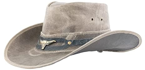 Black Jungle Ontario Outdoor Western Lederhut Australien Cowboy Lederhüte Reiterhut Unisex (as3, Alpha, xx_l, Charcoal)