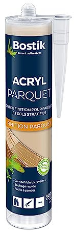 Bostik Joint Acryl Parquet et Sols Stratifié – Colle Mastic Acrylique – Compatible Tous Vernis – Sans Solvant – Couleur : Beige, Cartouche 300 ml
