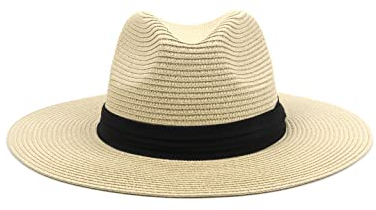 Zylioo XXL Panama Chapeau pour Homme Grand Chapeau de Soleil en Paille avec Large Bord surdimensionné Chapeau de Paille