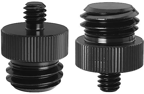 1/4Inch Male to 5/8Inch Male Threaded Tripod Screw Adapter LUORNG 2PCS 1/4 to 5/8-11 Double Sided Standard Mounting Thread Converter for Camera Cage Mount,Black