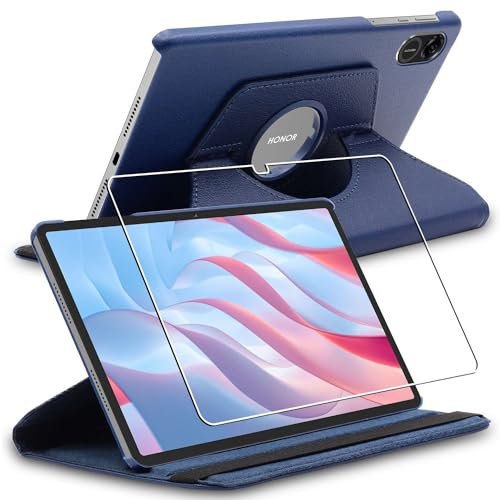 ebestStar - Cover per Honor Pad X9, Custodia Protezione Rotazione 360, Pelle PU, Blu scuro + Vetro Temperato
