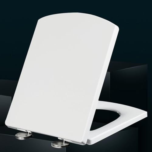 Toilettendeckel, Wc Sitz mit Absenkautomatik Quick-Release Abnehmbare Eckig Toilettensitz Duroplast Wc Deckel für Standard Wc-Sitze Inkl MontagezubehöR,white-34.5 * 43cm