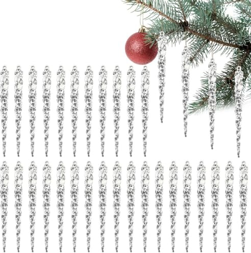 Acryl-Eiszapfen Ornamente, 24 Stück, künstliche hängende Eiszapfen Weihnachtsdekorationen