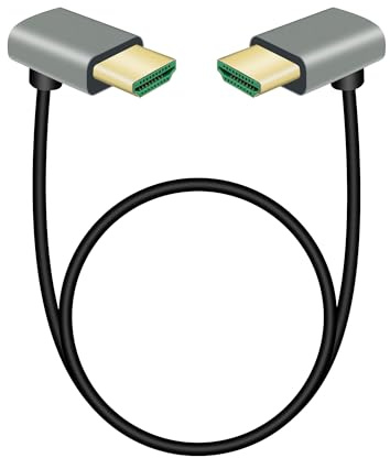 RIIEYOCA 90 Grad abwärts gewinkelter HDTV-Stecker auf 90 Grad abwärts gewinkelter HDTVS-Stecker, 48Gbps unterstützt 8K@60Hz, ARC, 3D für DVR（0.5M）