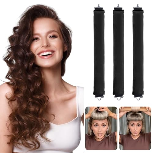 3 Stück Lockenwickler Ohne Hitze, Hitzefreie Lockenwickler Locken über Nacht Jumbo Heatless Hair Curler Flexi Rods Heatless Curls Band Overnight Blowout für DIY Alle Haartypen Mittleres Langes Haar 2