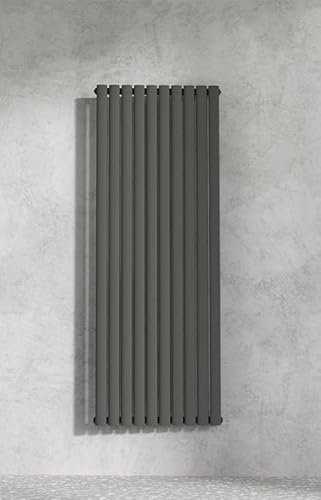 1600 x 590mm Bathroom Radiator Anthracite Vertical Column Radiators Oval Panel Bathroom Designer Single