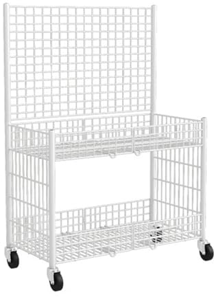 Aoligei Gitter Wandgitter Deko-Gitter, Verkaufsstand, Trolley mit Rädern für Kunsthandwerksmessen, Einzelhandelsdisplays, Flohmärkte (White,100 * 55 * 130cm)