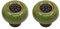 HDJNal Lot de 2 boutons en céramique – Boutons de porte d'armoire de cuisine de forme ronde vintage pour meubles et tiroirs – Vintage shabby chic (32 mm de diamètre, noir-vert)