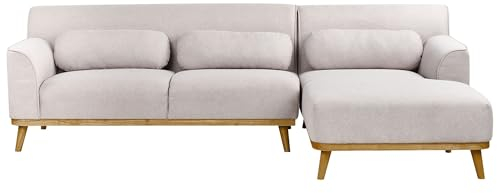 Beliani 3-Sitzer Ecksofa L-förmig hell grau mit Chaiselongue Links mehrere Kissen Simos
