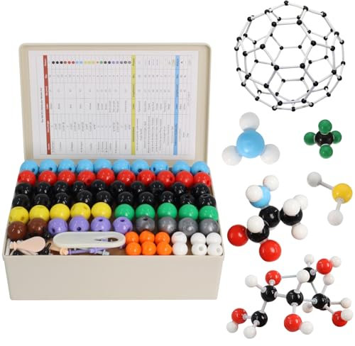 Modelos Moleculares Kit de Química Orgánica e Inorgánica 444 Piezas con Átomo Enlaces y Guía de Instrucción para Maestros y Científicos Conjunto Científico de Átomos para Enseñanza Clases de Química
