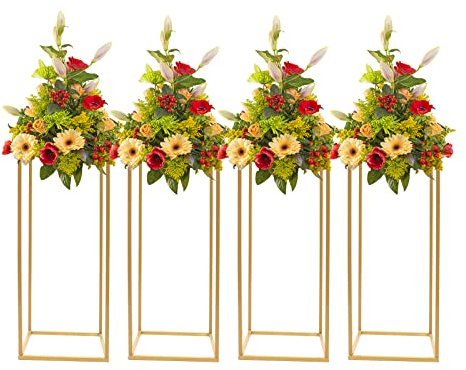 MINRS Blumenständer Metall 4er-Set Blumenhocker Outdoor Blumensäule Pflanzenständer Solider und Robuster Stabil & Pflegeleicht Ideal als Blumenständer für Draußen & Innen