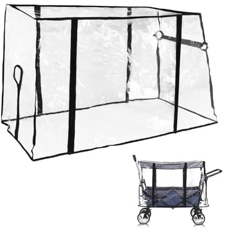 Waterproof Wagon Rain Cover, Clear Folding Cover, Garden Cart Rain Cover, Collapsible Camping Picnic Festival Trolley Cover Waterproof(Trolley Not Included)