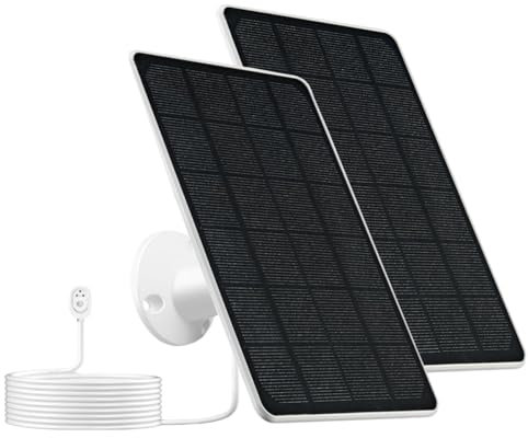 Solarmodul-Ladegerät für Arlo Pro 4, Arlo Pro 5S, Pro 3, Ultra 2 und Ultra-Kamera, 5 W, 5 V, wasserdichtes Solarpanel mit 3,5 m Ladekabel, 360° verstellbare Halterung, 19,1 x 16,3 cm, 2 Stück