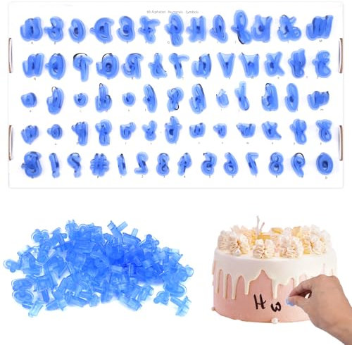 66 Teiliges Fondant Buchstaben Ausstecher, Fondant Ausstecher Buchstaben, Wiederverwendbar Buchstaben Ausstecher für fondant, mit Buchstaben, Zahlen und Satzzeichen, für Torten Deko