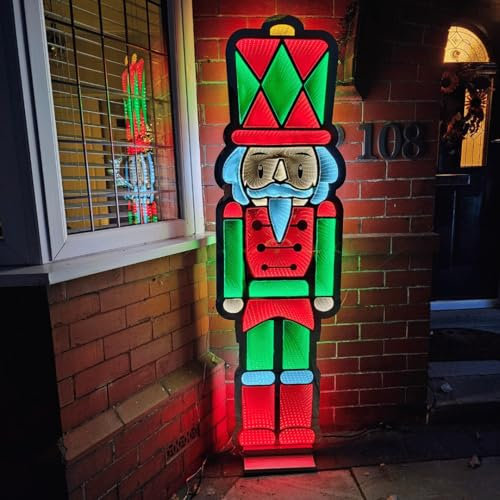Samuel ALEXANDER 6ft (1.8m) Tall Light up Christmas Nutcracker Infinity Decoration with Multi-Coloured LEDs