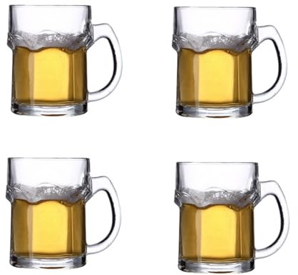 DZGUAI Paquete de 4 vasos de cerveza con asa, 500 ml, juego de vasos de cerveza clásicos