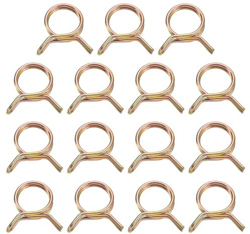 QUARKZMAN 15Pcs Abrazaderas de Manguera de Resorte de Doble Alambre Diámetro Interno 15mm, Tamaño de 15-16.5mm Pinzas de Tubería de Agua, Clips de Manguera, Sujetador de Abrazaderas de Tubo