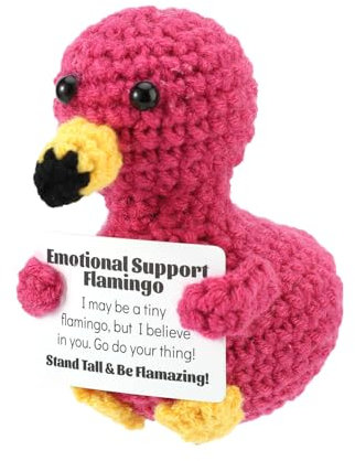 TOYMIS Gehäkelter Flamingo, Süßer Emotionaler Flamingo Kreative Positive Puppe Gehäkelt Sommerparty-Zubehör Positives Geschenk für Freunde Familien Weihnachts und Geburtstagsparty (Rosenrot)