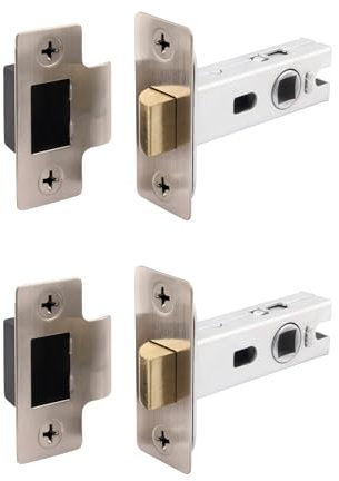 EAI Satin Tubular Door Latch for Internal Doors - 3 Inch / 76mm - Pack of 2 Satin Nickel Tubular Mortice Latches