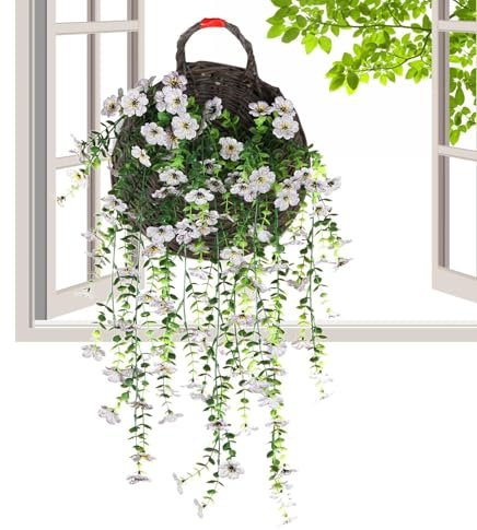 Artificial Funnel Winches Flowers - Artificial Glory Flower Basket, Decoration for Balcony, Door, Wall, Patio, Gazebo