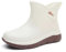 FGUUTYM Stivali da pioggia da donna con suola in gomma solida, larga, impermeabili, antiscivolo, in gomma a mezza altezza, comodi e non stivali da giardino, beige., 36 EU