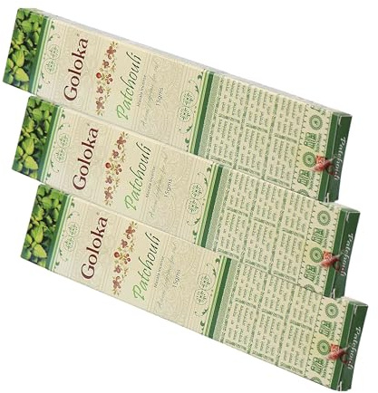NKlaus 3X Goloka Patchouli Räucherstäbchen 45g – Handgerolltes Räucherwerk mit tiefem, erdigem Duft – Pflanzlich, natürlich und ideal für Meditation oder Reinigung
