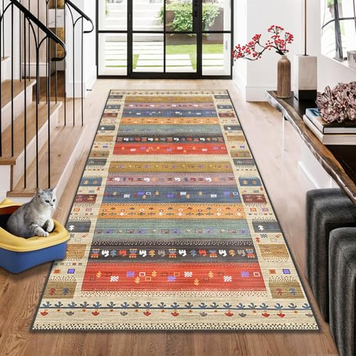 Teppich Läufer Flur Küchenläufer Vintage Teppichläufer Flur Küchenteppich Waschbar Rutschfest Flurteppich Läufer Lang Küche Teppich Eingangsbereich Polyester Meterware Anpassbar Rug 70 x 180 cm