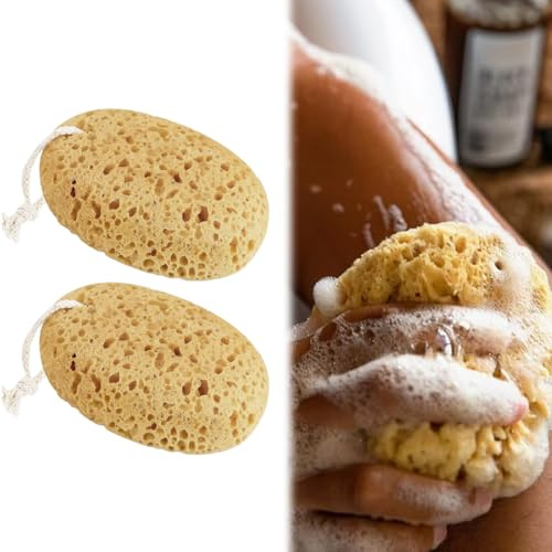 UIEXAY 2 Stück Badeschwamm Naturschwamm Mit Kordel 15,5 Cm Peeling Schwämme Körperschwamm Für Duschen & Baden Wabenschwamm Natürlicher Viel Schaum Duschzubehör