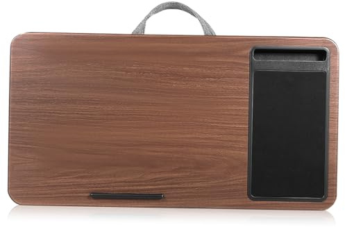 BEBEMOKO Portable Laptop Desk with Soft Cushion Pads Built Mouse Pad and Device Slot Lap Desk for Bed and Couch Use Lightweight Tray with Carry Handle for Comfortable Work and Study