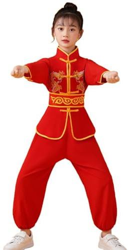 Costume Kung Fu Enfant, Wing Chun, Tenue d'entraînement, pour garçon et Fille, de 4 à 12 Ans