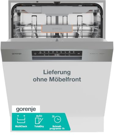 Gorenje GI663B90X Einbau-Geschirrspüler/Teilintegriert/ 60 Breite/ 16 Maßgedecke/ 8 Programme/ 15min Schnellwaschgang/FlexUse/MultiClack/Selbstreinigender Filter/Total AquaStop/TotalDry/EEK B