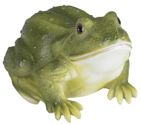 Bambelaa! Gartenfiguren Für Draußen Wetterfest Gartendeko Gartendekoration Frosch/Kröte Gartenstatuen Groß Deko Garten Figuren Teich Dekofigur Karlo aus Polyresin ca. 19 x 14 x 12cm
