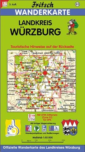 Fritsch Karten, Nr.83, Landkreis Würzburg: Bayerns Weinwinkel in fränkischer Kulturlandschaft. Touristische Hinweise auf der Kartenrückseite (Fritsch Wanderkarten 1:50000)