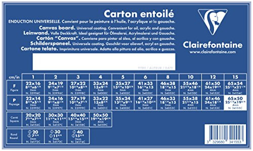 Clairefontaine 34155C Leinwand (4 mm, Querformat, 65 x 50 cm, ideal für Nasstechniken, praktisch und einfach zu verwenden) weiß