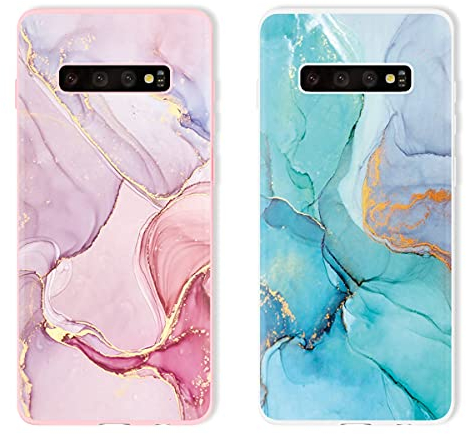 Yoedge 2 pièces Coque pour Samsung Galaxy S10e Rose et Blanc Silicone Motif Dessin Ultra Fine Antichoc Étui Housse de Protection Gel TPU Souple Bumper Cover Case pour Samsung S10e 5,8, Marbre