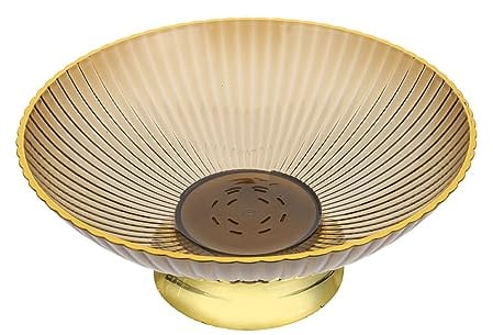 Golden High Base Fruit Bowl with Drainage Hole, Decorative Snack Storage Basket for Kitchen, Tea Parties, and Family Gatherings