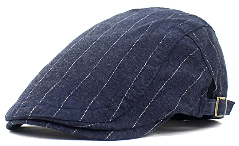 AWOCAN Herren Newsboy Cap Baumwolle Flat Cap Baskenmütze Sommer Ivy Gatsby Driving Hat Verstellbar Atmungsaktiv Schirmmütze, Stil 1 - Marineblau, 4