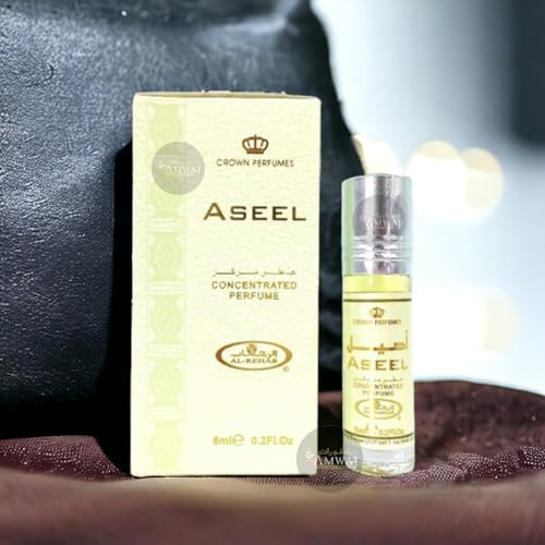 ASEEL - 6ml Roll on Perfume features red rose, sandalwood, mint, vanilla, caramel, agarwood (oud) and saffron ideal for any occasion. Hafsa Arabian Fragrances Ltd