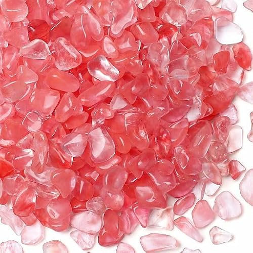 YATOJUZI Pierres de gravier en quartz cerise de 0,5 kg pour aquarium en vrac - Cristaux roulés - Pierres précieuses écrasées pour équilibrage de l'énergie Reiki - Pour pots de fleurs, vases, fontaines