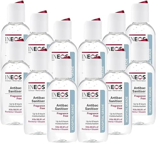 INEOS Sanitiser Pocket Gel Fragrance Free Hospital Grade 50ml 12 Pack