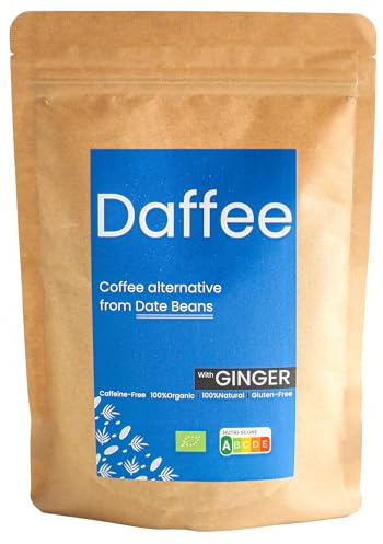 Daffee Date Seed Coffee with Ginger – Caffeine Free Coffee Alternative & Coffee Substitute, Ground Date Seeds, 250g